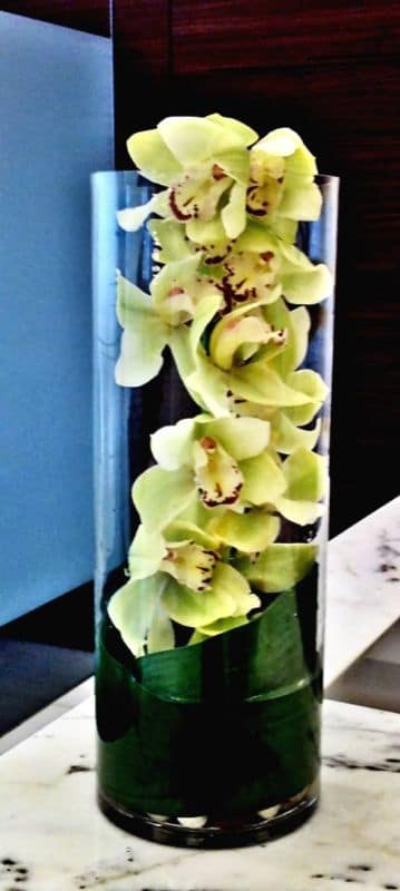 office flowers Cymbidiums with Aspidistra FFAR01772