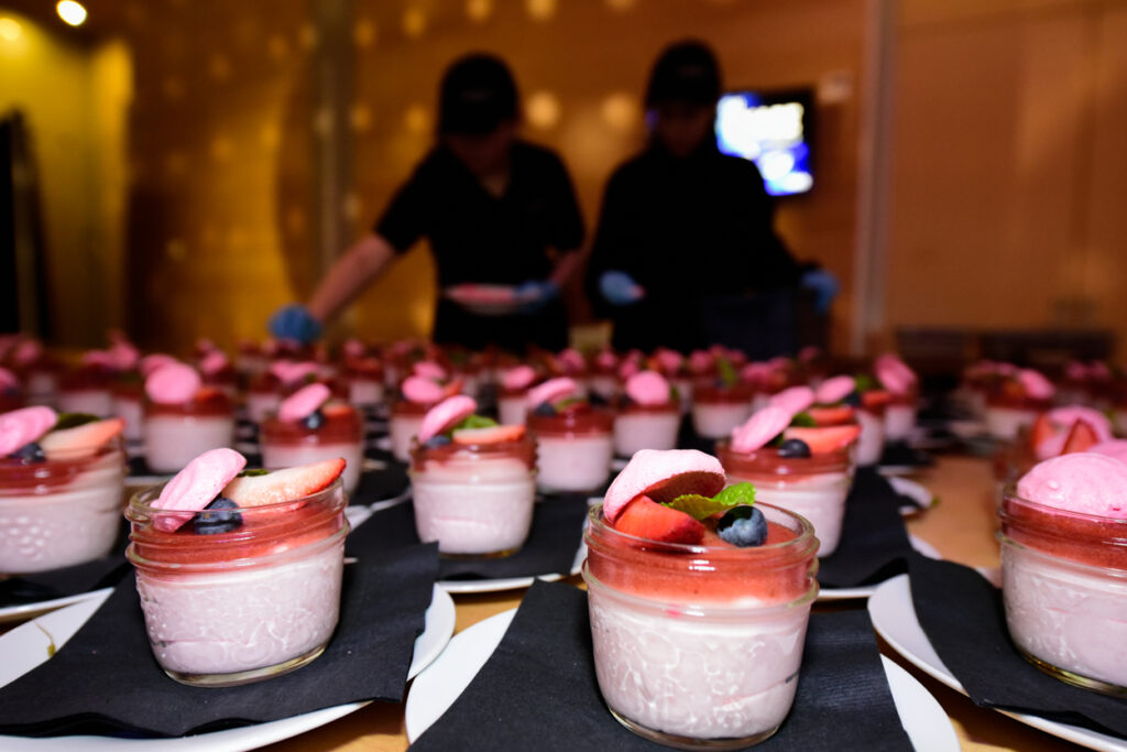 6. Dessert Strawberry Mousse image on Catered event for CFES at Telus SPARK